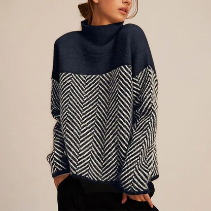 Pull à Col Roulé Chevron